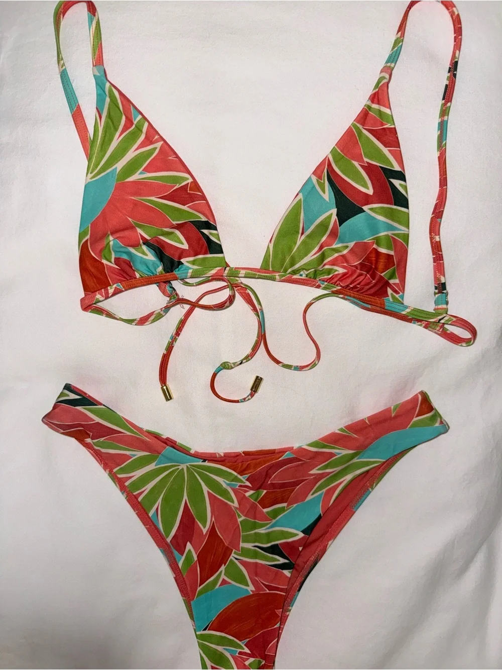 MONDAY SWIM Tropical Floral Triangle Bikini Set